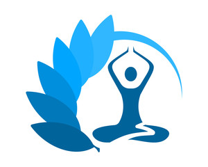 blue yoga silhouette icon image vector