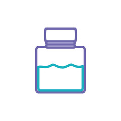 flat line colored canning jar  over white  vector illustration