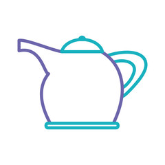 flat line  colored teapot  over white  background vector ilustration