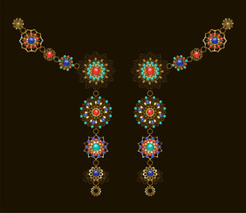 Symmetrical ethnic decoration with lapis lazuli