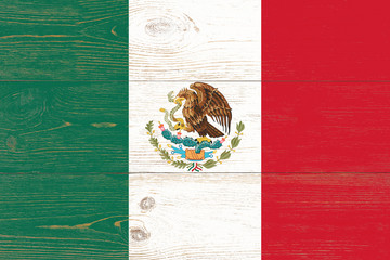 flag of mexico painted on wooden planks
