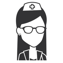 nurse with glasses avatar character vector illustration design