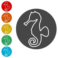 Naklejka premium Sea horse vector icons set - illustration 