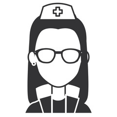 nurse with glasses avatar character vector illustration design