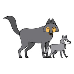 Wolf cartoon animal icon vector illustration graphic design