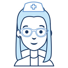 nurse with glasses avatar character vector illustration design