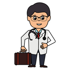 male doctor with stethoscope avatar character vector illustration design