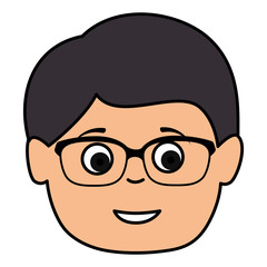 young man head avatar character vector illustration design