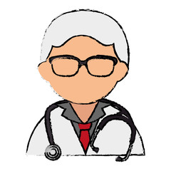 male doctor with stethoscope avatar character vector illustration design