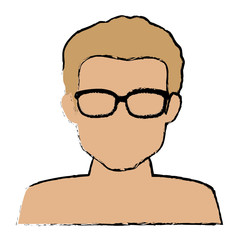 young man shirtless avatar character vector illustration design