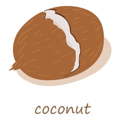 Coconut icon, isometric 3d style