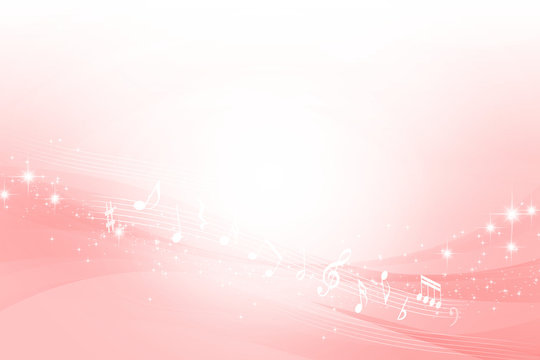 音符とピンクのウェーブ　抽象的な背景　
