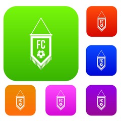 Obraz premium Pennant with soccer ball set color collection