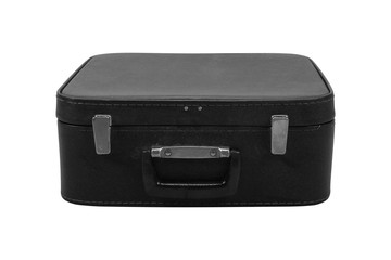 Black retro suitcase. Isolated