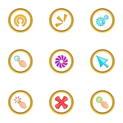 Loading cursor icons set, cartoon style