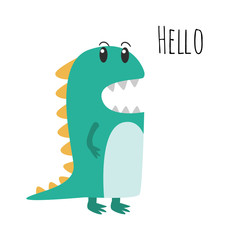 Cute Green Dinosaur Illustration