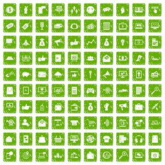 100 digital marketing icons set grunge green