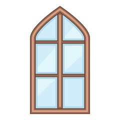Tower window frame icon, cartoon style