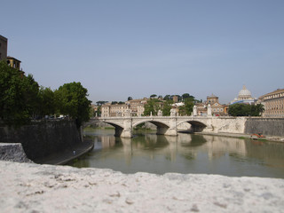 Fototapeta na wymiar Ponte or bridge Sant'Angelo over river Tiber in Rome, Italy