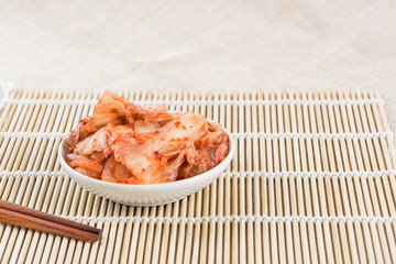kimchi-vegetable fermented with spice. korean popular and delicious cuisine, healthy food concept.