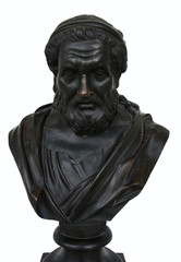 Bronze sculpture bust of  Plato or Platon ancient greek philosopher isolated 