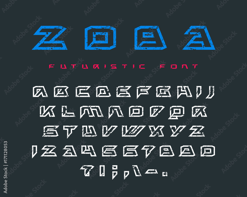 Fototapete futuristic contour font with rust texture