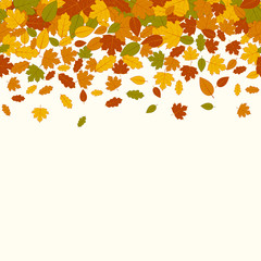 Seamless pattern of falling colorful leaves