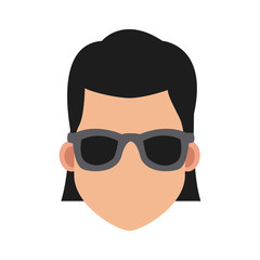 Young woman cartoonwith sunglasses icon vector illustration graphic design
