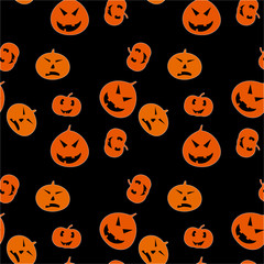 Halloween seamless pattern design with, pumpkin Black background