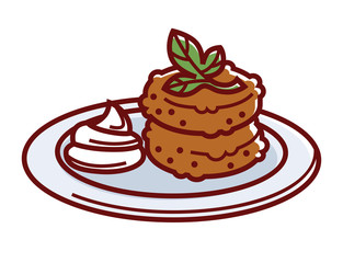 Falafel with sesame paste and herb on plate