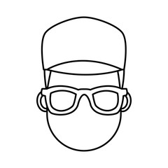 Young man cartoon with sunglasses icon vector illustration graphic design