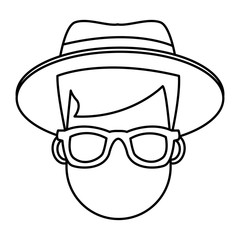 Young man cartoon with sunglasses icon vector illustration graphic design