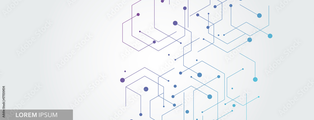 Poster Vector banner design, white background with hexagon pattern