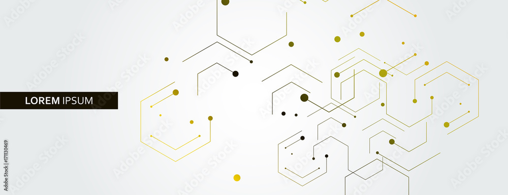 Aufkleber vector banner design, white background with hexagon pattern