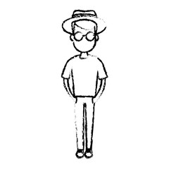 Young man cartoon icon vector illustration graphic design