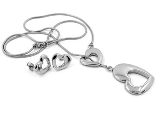 Jewelry set - Necklace and earrings - Stainless steel
