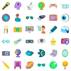 Eyesight icons set, cartoon style