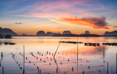 Beautiful sunrise at Samchong-tai in Phang-Nga,Thailand.