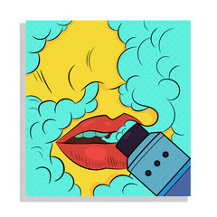 female lips with drip in smoke