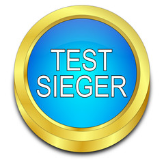 Test Winner button - in german - 3D illustration
