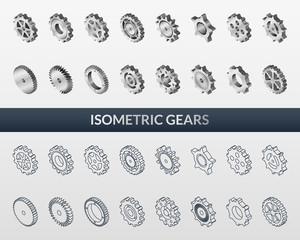  Set of web icons mechanical gears