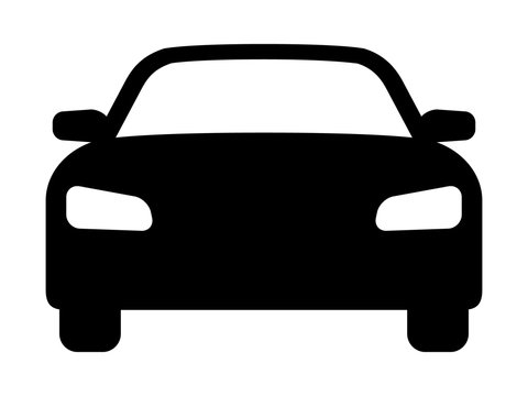 Sedan car, vehicle or automobile front view flat vector icon for apps and websites