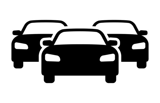 Car inventory or heavy traffic jam flat vector icon for automobile apps and websites