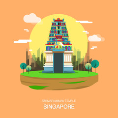 Naklejka premium Sri mariamman temple landmark in Singapore illustration design.vector
