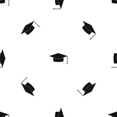 Graduation cap pattern seamless black