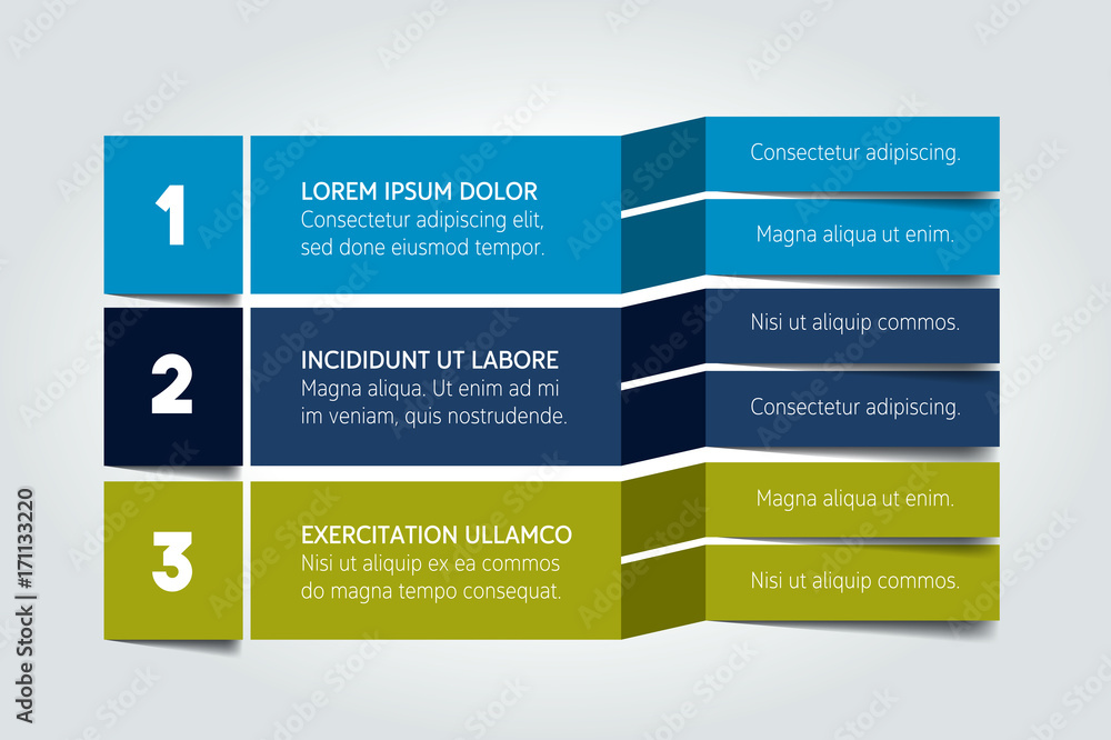 Poster table, schedule design template with 3 row. vector banner.