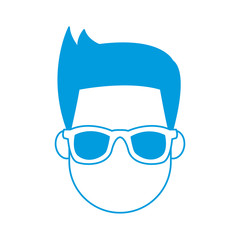 Young man cartoon with sunglasses icon vector illustration graphic design