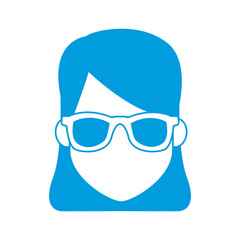 Young woman cartoonwith sunglasses icon vector illustration graphic design