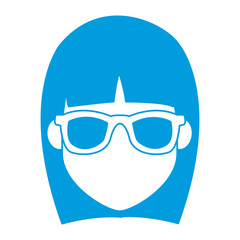 Young woman cartoonwith sunglasses icon vector illustration graphic design