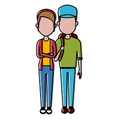 Young couple cartoon icon vector illustration graphic design